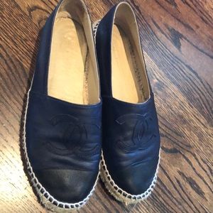 Chanel navy and Black espadrille